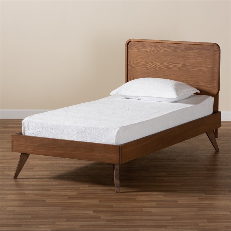 Bowery Hill Walnut Brown Finished Wood Twin Size Platform Bed