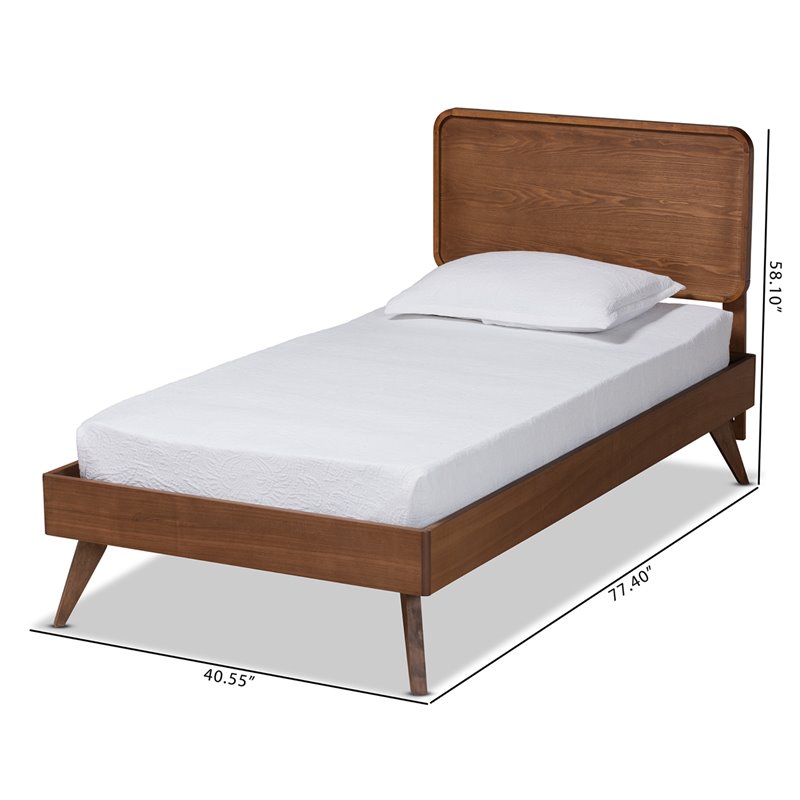 Bowery Hill Walnut Brown Finished Wood Twin Size Platform Bed
