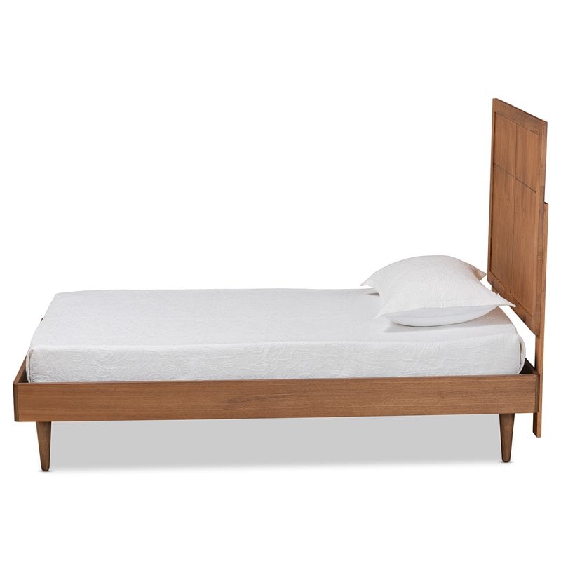 Bowery Hill Walnut Brown Finished Wood Twin Size Platform Bed