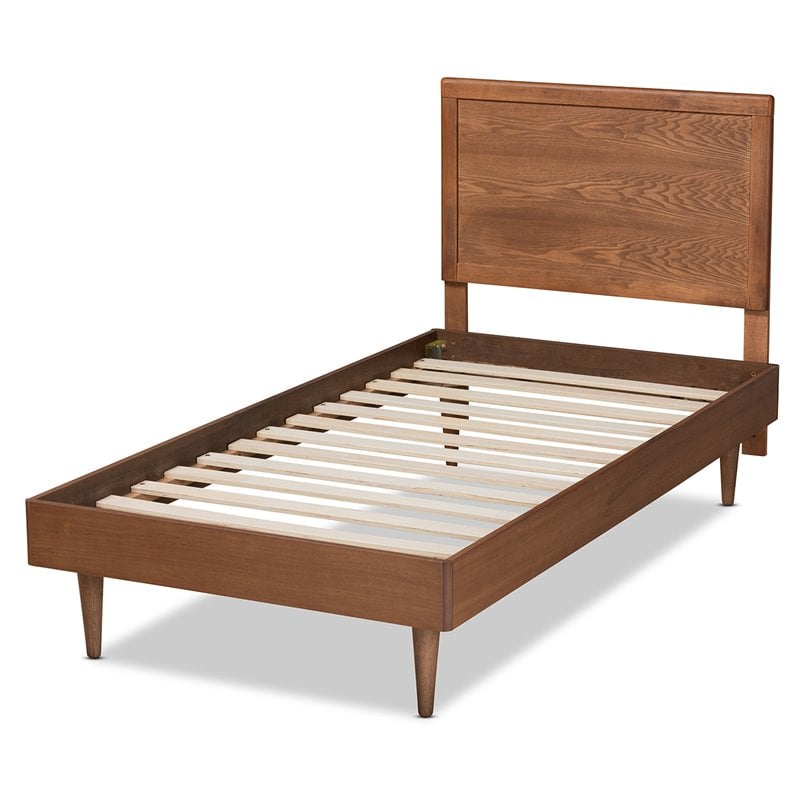 Bowery Hill Walnut Brown Finished Wood Twin Size Platform Bed