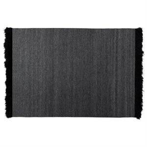 bowery hill modern dark grey and black handwoven wool blend area rug