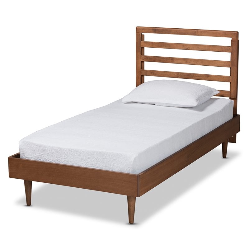 Bowery Hill Walnut Brown Finished Wood Twin Size Platform Bed