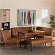 Bowery Hill Faux Leather Tan Dining Nook Set Rectangular Channel Tufted Unassembled