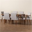 Bowery Hill Beige Walnut Brown Finished Wood 7-Piece Dining Set