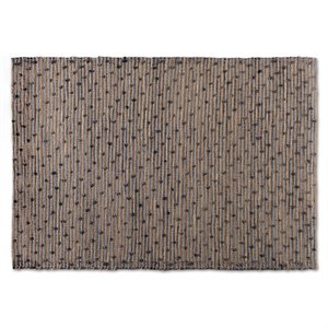 bowery hill modern natural brown and blue handwoven jute blend area rug