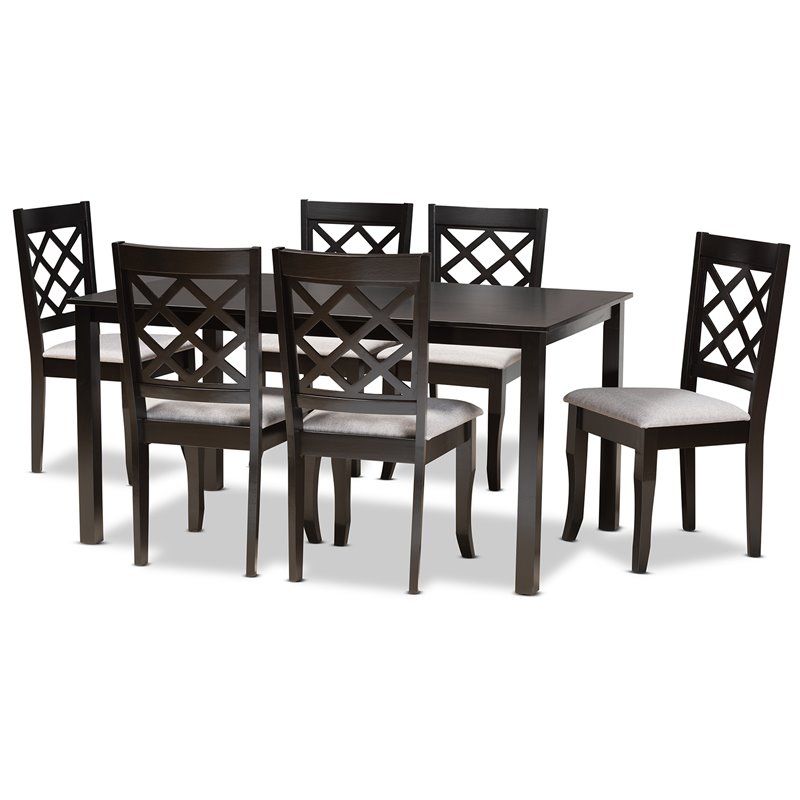 Bowery Hill Grey and Dark Brown Finished Wood 7-Piece Dining Set