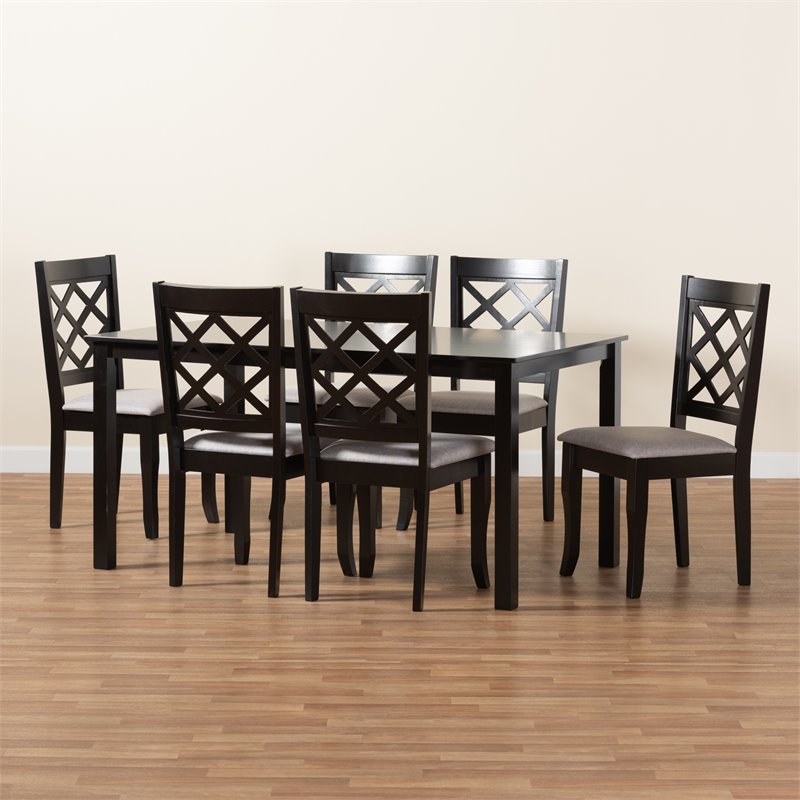 Bowery Hill Grey and Dark Brown Finished Wood 7-Piece Dining Set