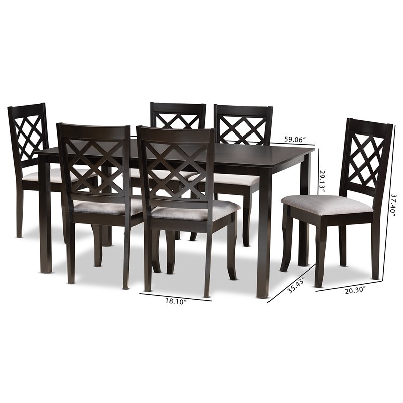 Bowery Hill Grey and Dark Brown Finished Wood 7-Piece Dining Set