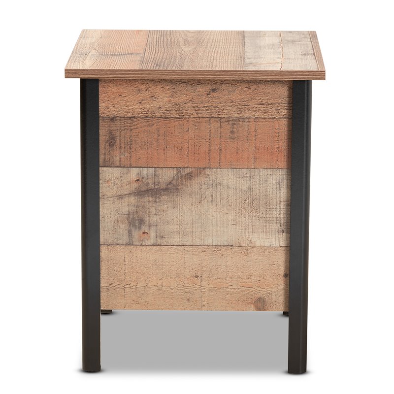 Bowery Hill Two-Tone Oak Brown and Black Finished Wood Nightstand