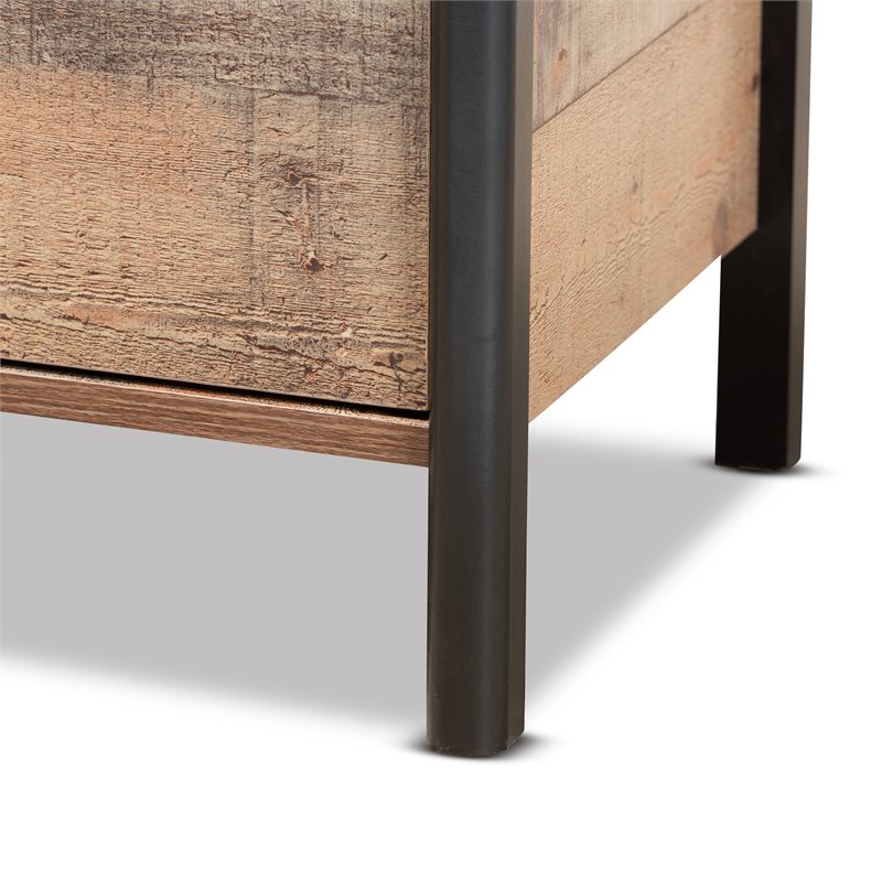 Bowery Hill Two-Tone Oak Brown and Black Finished Wood Nightstand