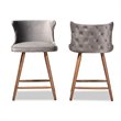 Bowery Hill Contemporary Grey and Walnut Brown Finished Wood 2-Piece Stool Set