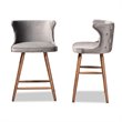 Bowery Hill Contemporary Grey and Walnut Brown Finished Wood 2-Piece Stool Set