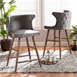 Bowery Hill Contemporary Grey and Walnut Brown Finished Wood 2-Piece Stool Set