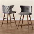Bowery Hill Contemporary Grey and Walnut Brown Finished Wood 2-Piece Stool Set