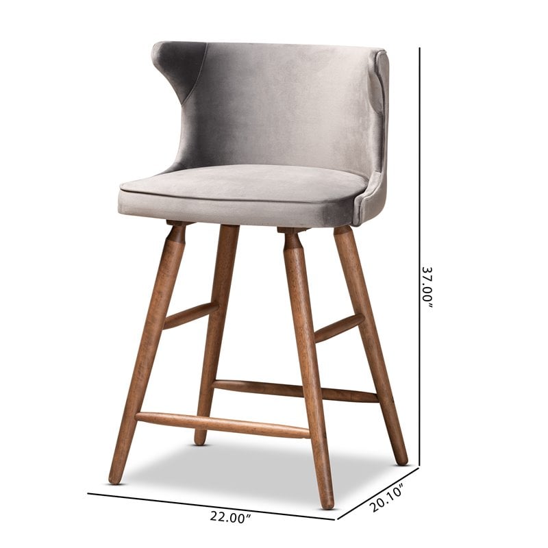 Bowery Hill Contemporary Grey and Walnut Brown Finished Wood 2-Piece Stool Set