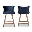Bowery Hill Blue and Walnut Brown Finished Wood 2-Piece Stool Set