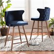 Bowery Hill Blue and Walnut Brown Finished Wood 2-Piece Stool Set