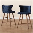 Bowery Hill Blue and Walnut Brown Finished Wood 2-Piece Stool Set
