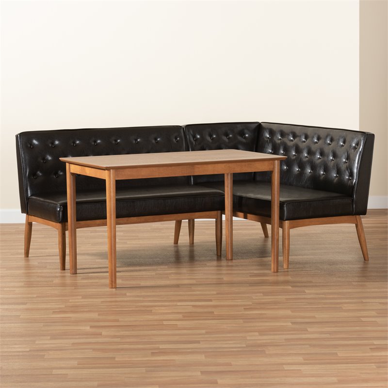 Bowery Hill Dark Brown and Brown Finished Wood 3-Piece Dining Set