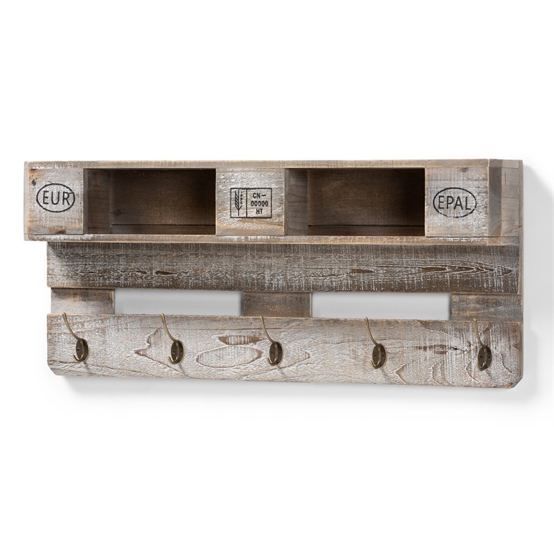 Bowery Hill Modern Grey Oak Finished Wood Mounted Coat Rack with Shelves