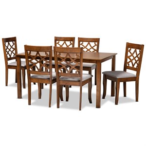 Bowery Hill Grey and Walnut Brown Finished Wood 7-Piece Dining Set