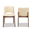 Bowery Hill Beige Faux Leather and Brown Finished Dining Chair Set