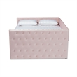 Bowery Hill Pink Velvet Upholstered Queen Size Daybed with Trundle