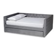 Bowery Hill Grey Velvet Upholstered Queen Size Daybed with Trundle