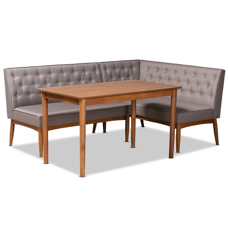 Bowery Hill Grey and Walnut Brown Finished Wood 3-Piece Dining Set