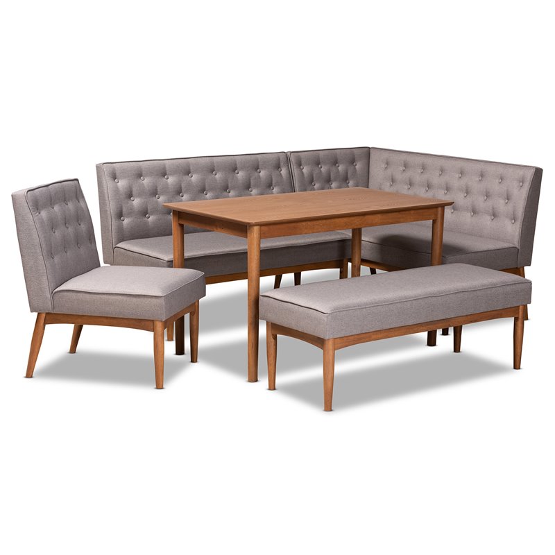 Bowery Hill Grey and Walnut Brown Finished Wood 5-Piece Dining Set