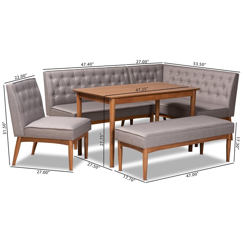 Bowery Hill Grey and Walnut Brown Finished Wood 5-Piece Dining Set