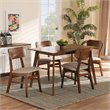 Bowery Hill Wood Walnut Brown Dining Set Rectangular Upholstered 5-Piece Unassembled