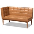 Bowery Hill Faux Leather Tan Walnut Brown Dining Nook Set Rectangular Biscuit Tufted 47.25