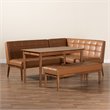 Bowery Hill Tan Walnut Brown Finished Wood 4-Piece Dining Nook Set
