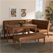 Bowery Hill Tan Walnut Brown Finished Wood 4-Piece Dining Nook Set