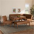 Bowery Hill Tan Walnut Brown Finished Wood 5-Piece Dining Nook Set