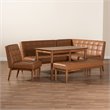 Bowery Hill Tan Walnut Brown Finished Wood 5-Piece Dining Nook Set