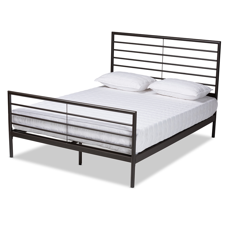 Bowery Hill Industrial Black Finished Metal Full Size Platform Bed