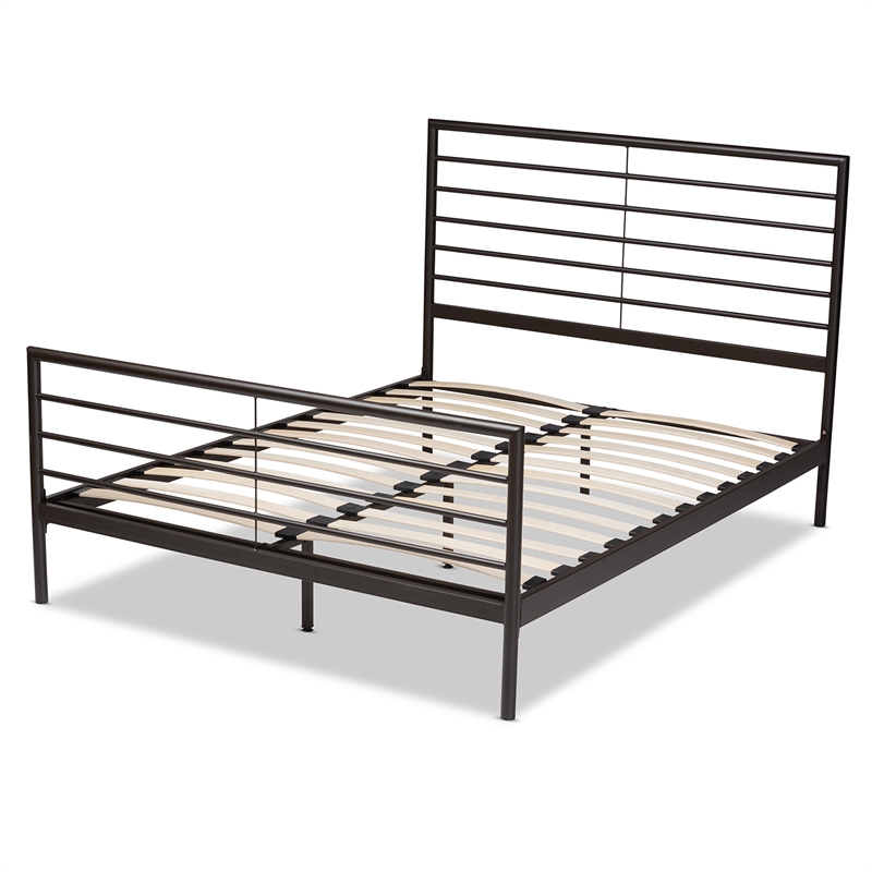 Bowery Hill Industrial Black Finished Metal Full Size Platform Bed