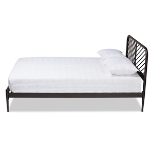 Bowery Hill Industrial Black Finished Metal Queen Size Platform Bed