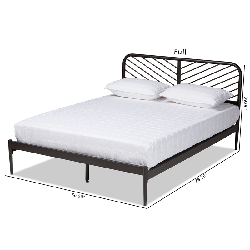 Bowery Hill Industrial Black Finished Metal Queen Size Platform Bed