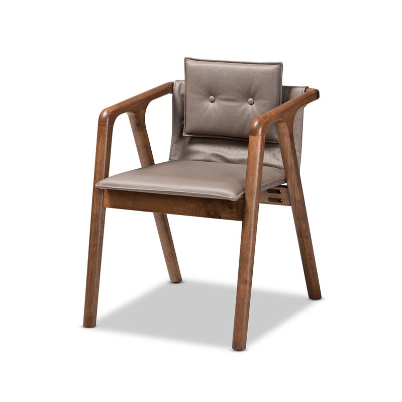 Bowery Hill Grey Leather and Brown Finished Wood 7-Piece Dining Set