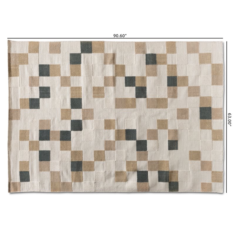 Bowery Hill Modern Ivory and Grey Handwoven PET Yarn Indoor and Outdoor Rug