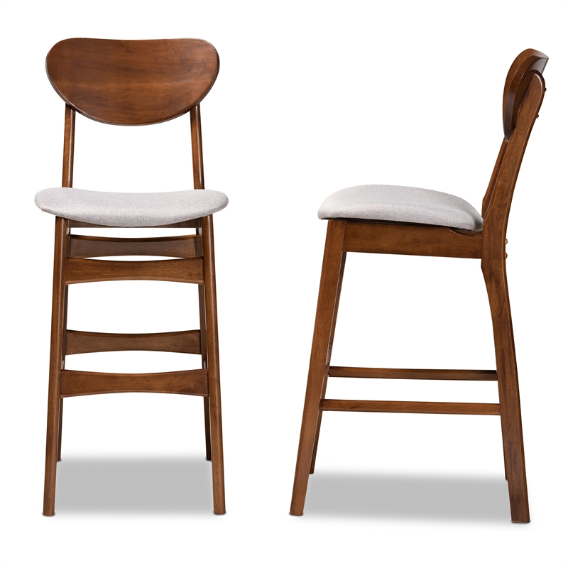Bowery Hill Grey and Walnut Brown Finished Wood 2-Piece Bar Stool Set