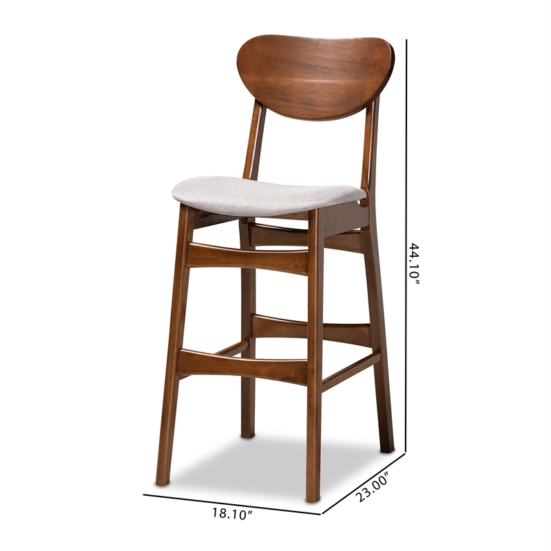 Bowery Hill Grey and Walnut Brown Finished Wood 2-Piece Bar Stool Set