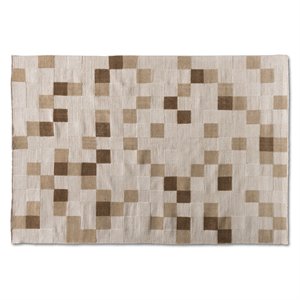 bowery hill modern ivory and beige handwoven pet yarn indoor and outdoor rug