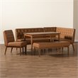 Bowery Hill Tan and Walnut Brown Finished Wood 5-Piece Dining Nook Set