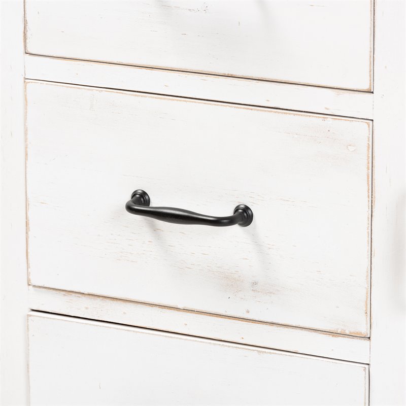 Bowery Hill White and Oak Brown Finished Wood 3-Drawer Storage Cabinet