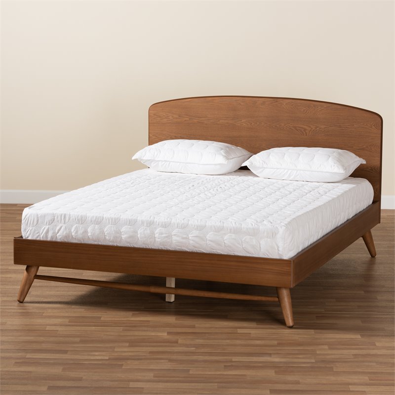 Bowery Hill Transitional Walnut Brown Finished Queen Size Platform Bed