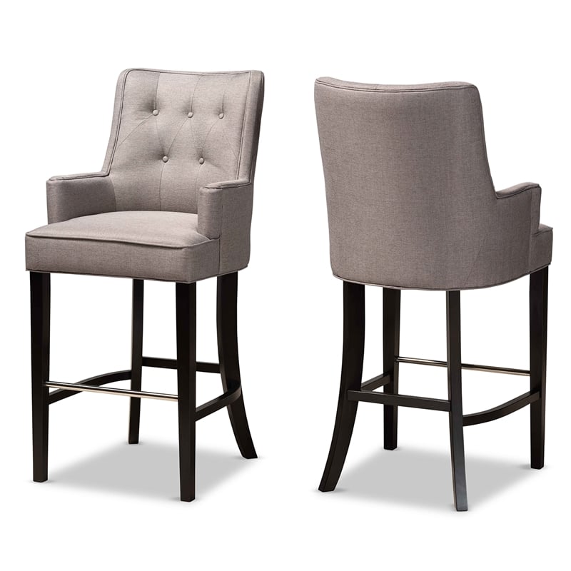 Bowery Hill Grey and Brown Finished Wood 2-Piece Bar Stool Set
